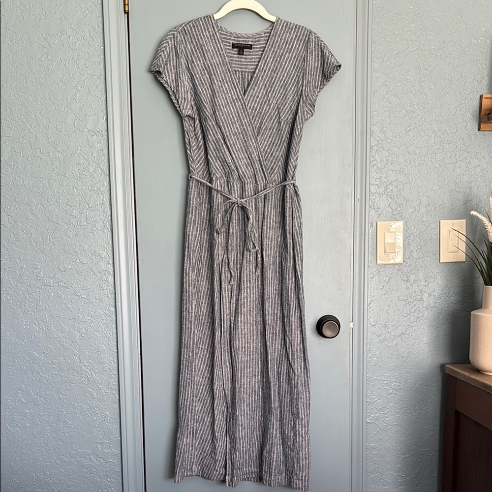 Striped Gray Wrap Dress